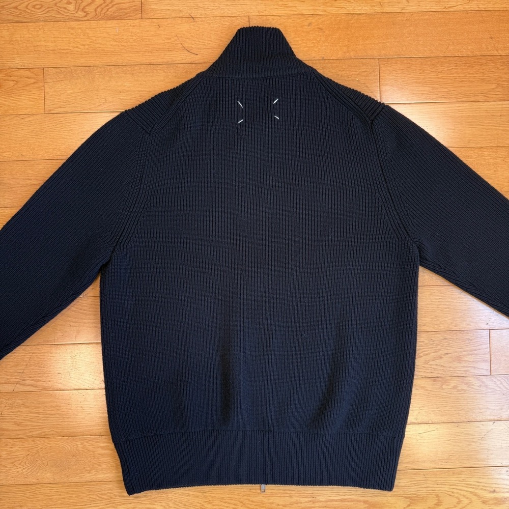 Maison Margiela 14 Mens Navy Blue Ribbed Zip-Up Cardigan Sweater ($1,576)‎ - Picture 4 of 14